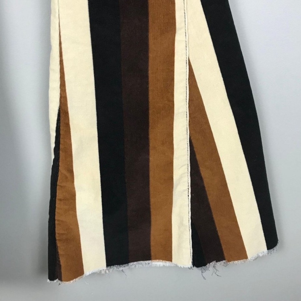 SMYM Stayin’ Alive Berkeley Bells Brown stripe corduroy cord flares 24 XS - Picture 6 of 8